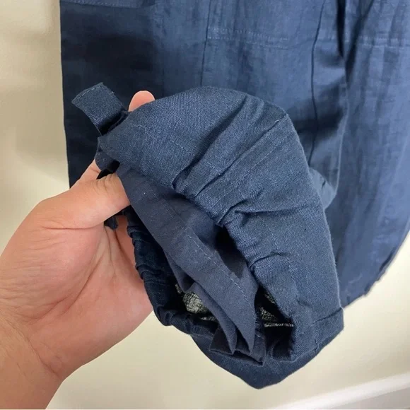 Magaschoni navy blue linen jogger style pants S - Picture 4 of 7